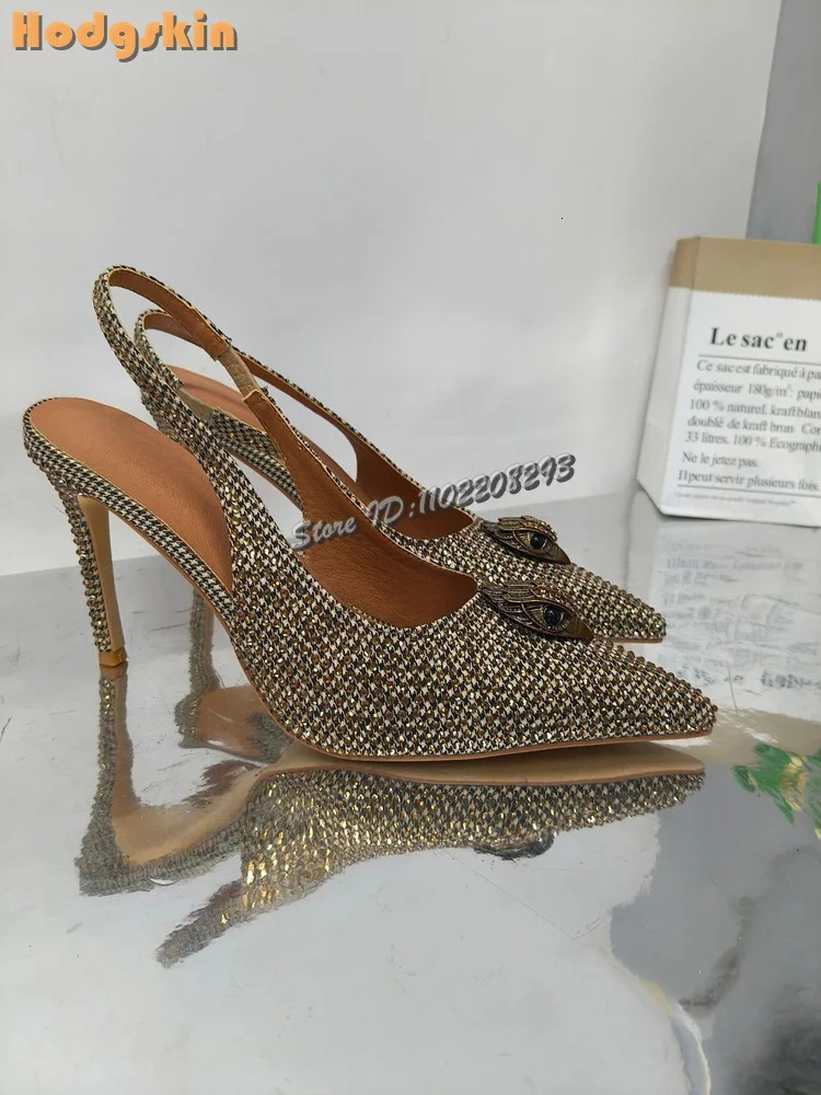 Crystal Eagle Head Pumps Pointed Toe Shallow Slipon High Heel Fashion Catwalk Sandals Stiletto Shoes 2026 Summer 260208