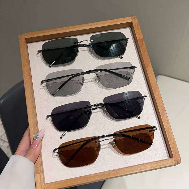 KAMMPT Vintage Rimless Sunglasses Men Fashion 2025 New Outdoor Dark Shades Women Trendy Luxury Brand Design Decor Sun Glasses Y260207