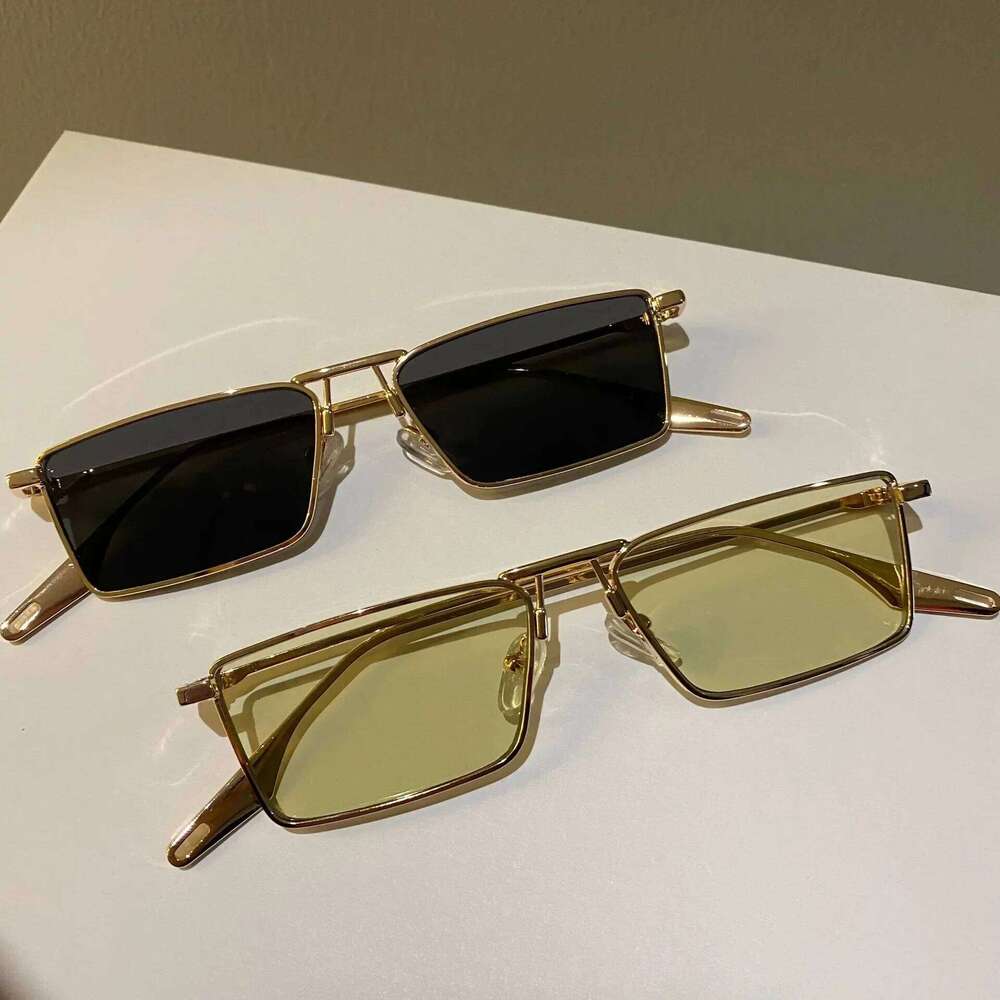 Vintage Narrow Small Sunglasses Women Luxury Brand Metal Frame Sun Glasses Rectangle Driving Eyeglasses Fishing Eyewear Men 2023 Y260207