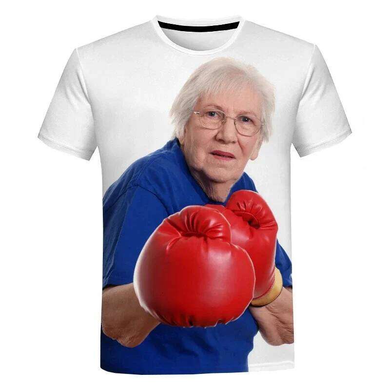2024 Summer New Creative Lady Licking Red 3D Printed Cute Grandma Funny Popsicle T-shirt Casual Loose Top C260207