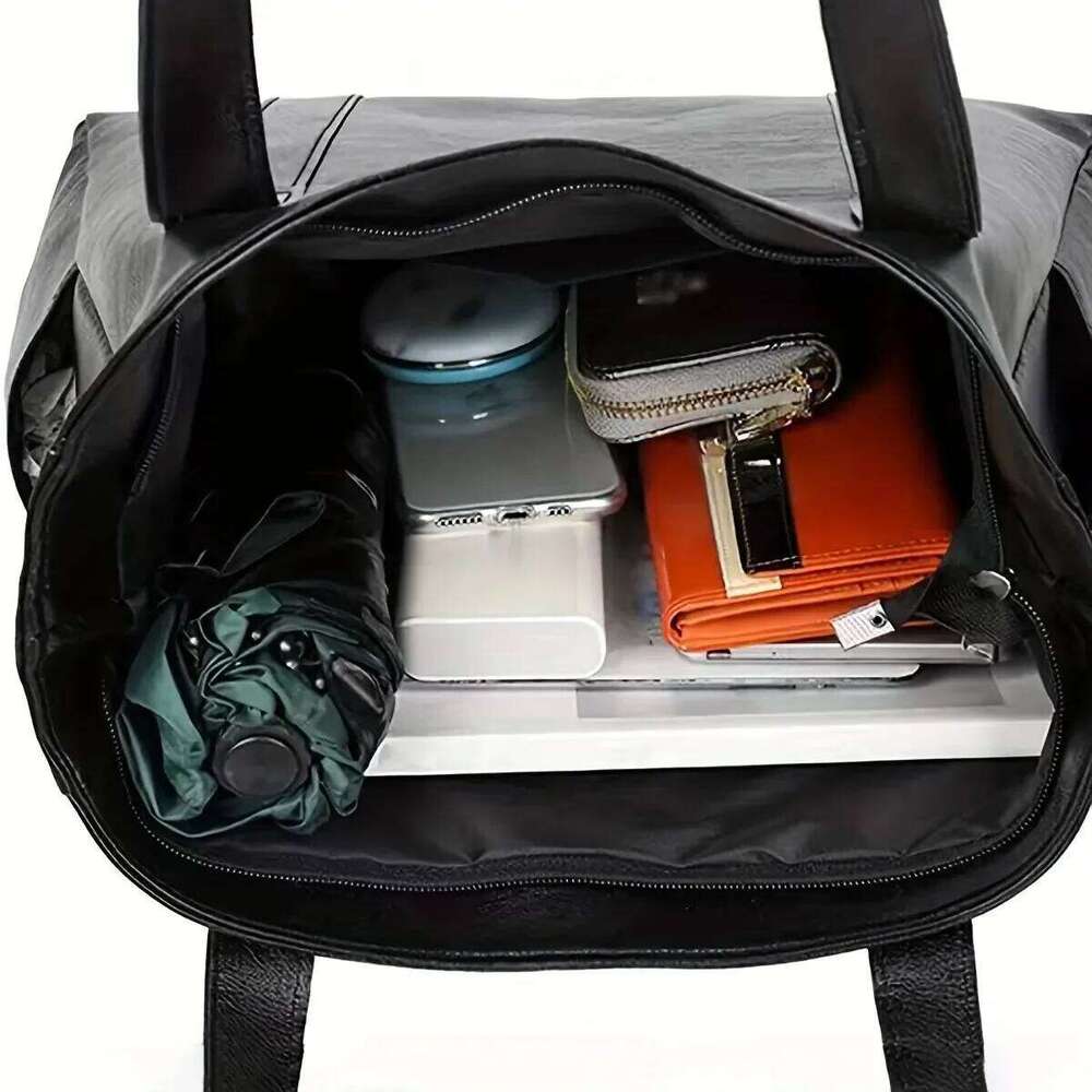 Large Capacity Vintage Plain Shoulder Bag , Ladies Commuter Casual Handbag C260207