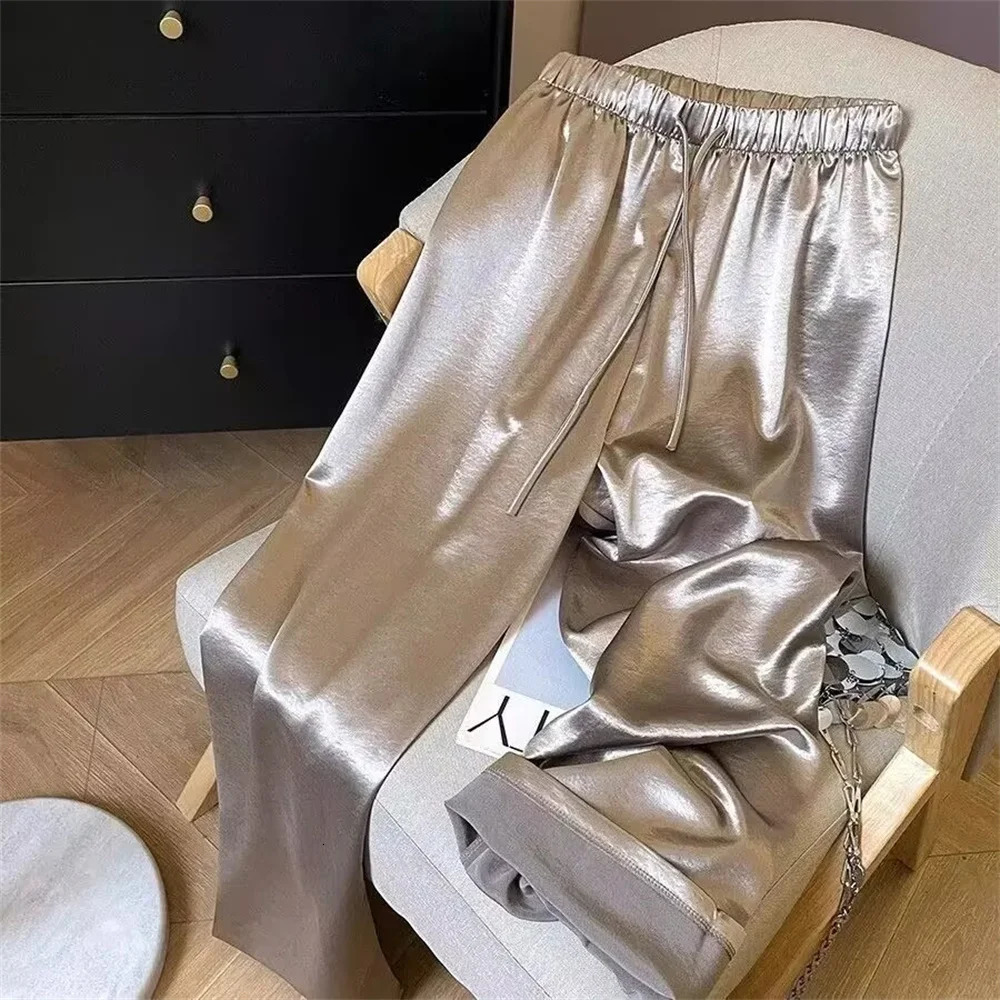 Korean Fashion High Waist Thin Wide Leg Women Summer Office Lady Solid Color Straight All-match Casual Pants Trousers Clothes 260130