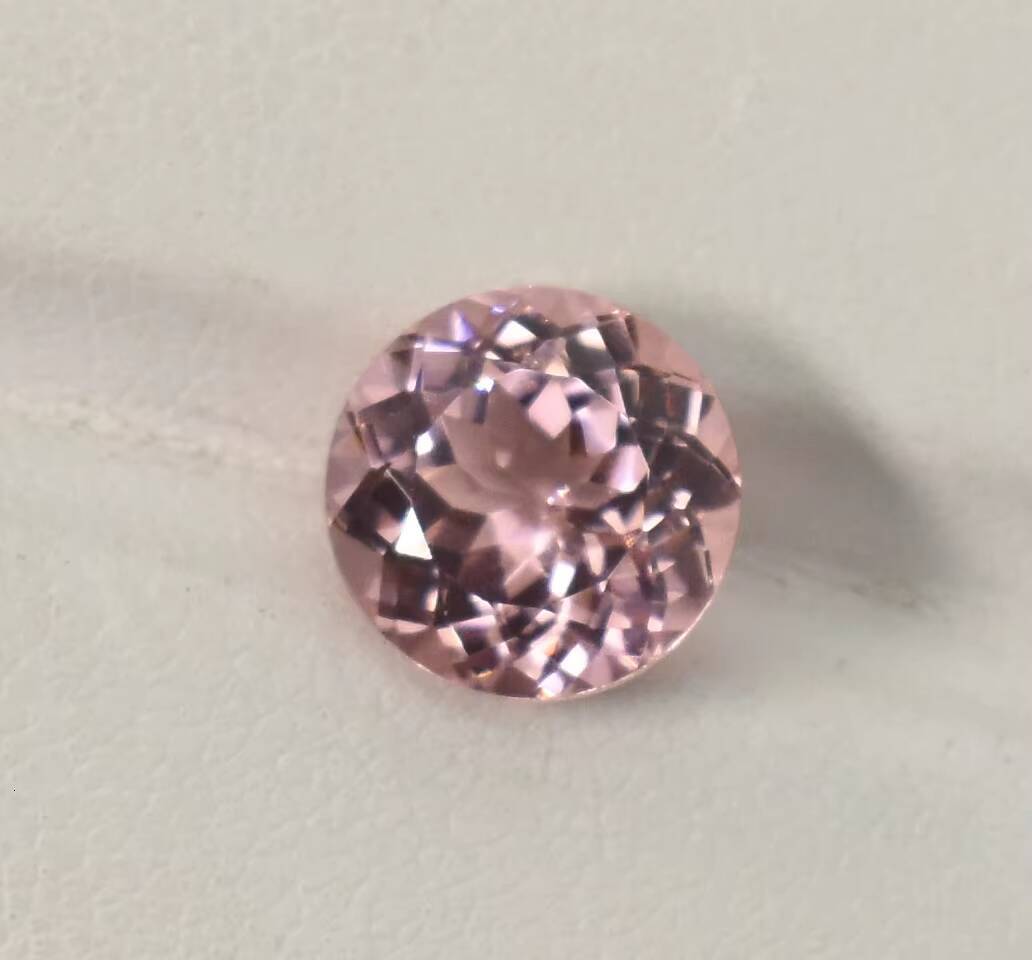 Pink Morganite Diamond Cut Gemstone 3 mm 4 mm 5 mm 6 mm Calibrated Lab Grown Morganite Corundum Loose Gemstone for Jewelry