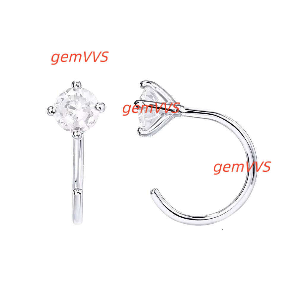 S925 Sterling Silver Four-Claw Diamond-Studded Minimalist Hoop Earrings Pierced Style Popular Europe America INS Creative