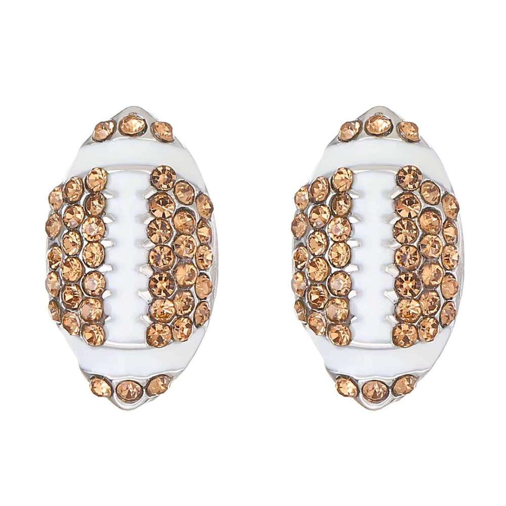 Sport Style Fashion Jewelry Basketball Volleyball Baseball Football Cup 2026 Full Diamond Ball Stud Earring