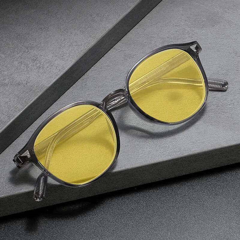 Men Night Vision Women Round Frame Yellow Lens Eye Protection Sunglasses Unisex Fashion Blue Light Blocking Glasses Y260207
