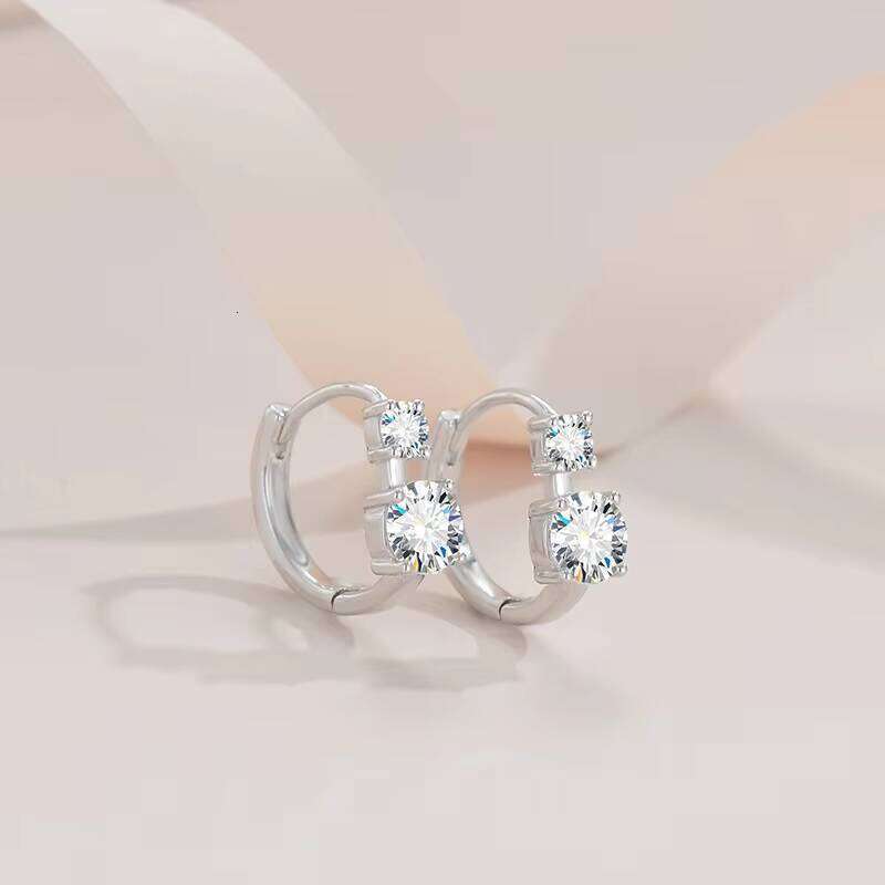 Certificate 4Mm&6.5Mm D Color Moissanite Earrings 925 Silver Trendy Woman Round Diamond Hoops Earring