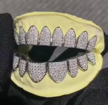 Custom 925 Sterling Silver Moissanite Diamond Grillz VVS1 White Gold Real Handmade Gold Plated Iced Out Fine Hip Hop Jewelry