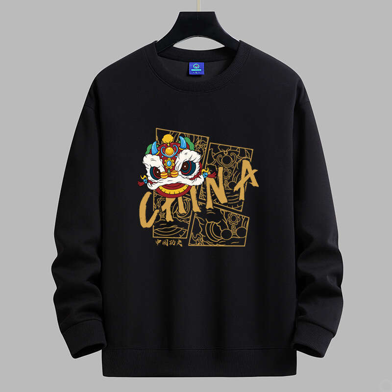 Fleece-Lined Men's Long-Sleeve Sweatshirt With A Round Neck, Autumn And Winter Base Shirt, New Loose-Fitting Unisex Couple's Jacket Luanyun