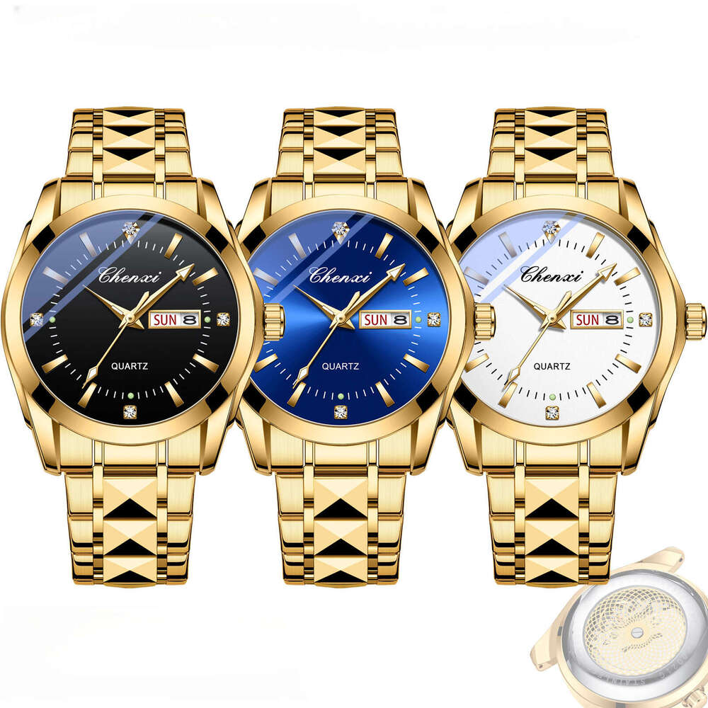 Luxury Business Watch Transparent Classic Business Men's Dual Calendar Luminous Waterproof Quartz Watch High end designer watches Multi-functiona