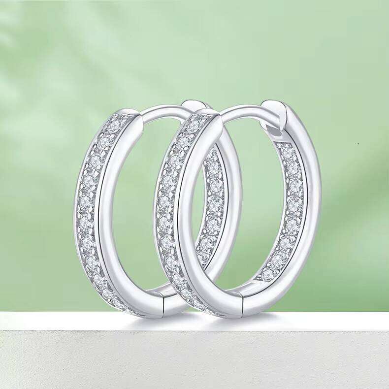 0.32Ct Diamond Earring 925 Silver Jewelry Women Engagement Huggie Hoop Earrings With Moissanite