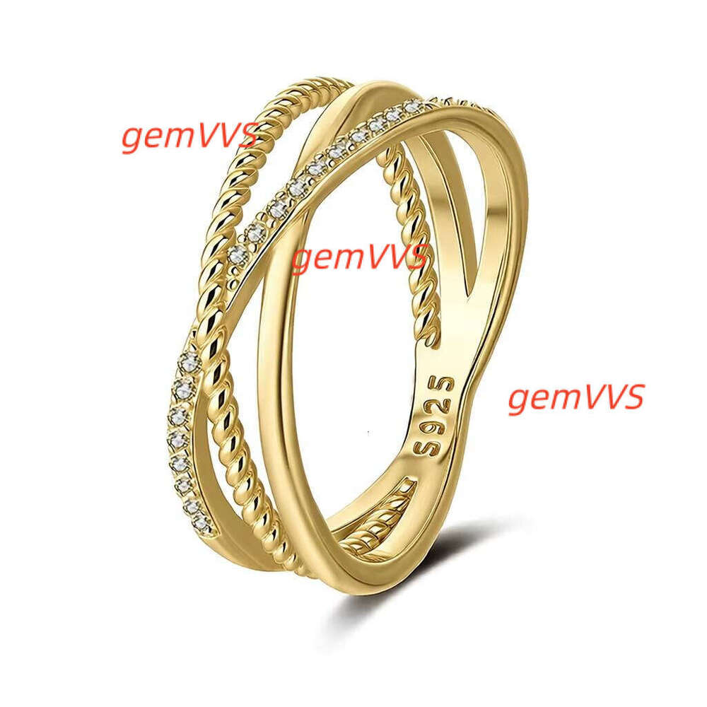 Fashion Jewelry Classic Style S925 Sterling Silver Multi Layers Cross Design Dazzling 1Mm VVS Moissanite Fine Ladies Rings 12/15