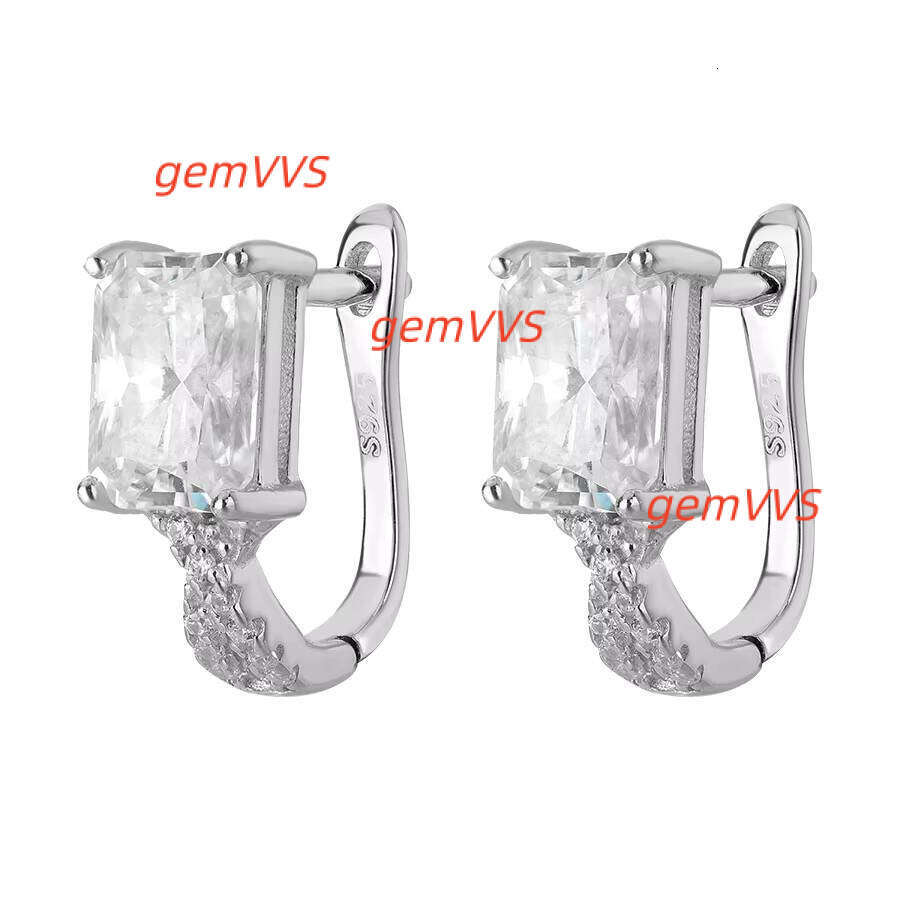 Sparkly Radiant Cut 5*7Mm VVS Moissanite U Shaped Hoop Earrings S925 Silver Hypoallergenic Claw Setting Jewelry For Women 12/15