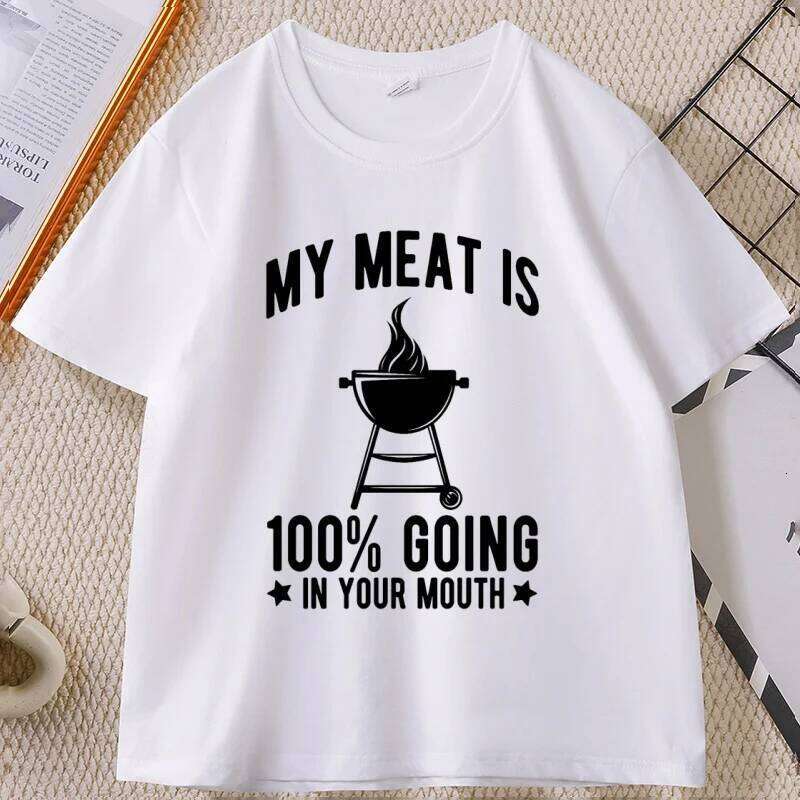 men's tshirt My Meat Enters Your Mouth Funny cotton Short Sleeve T-Shirt Tshirt for Men and Women loose streetwear clothes C260207