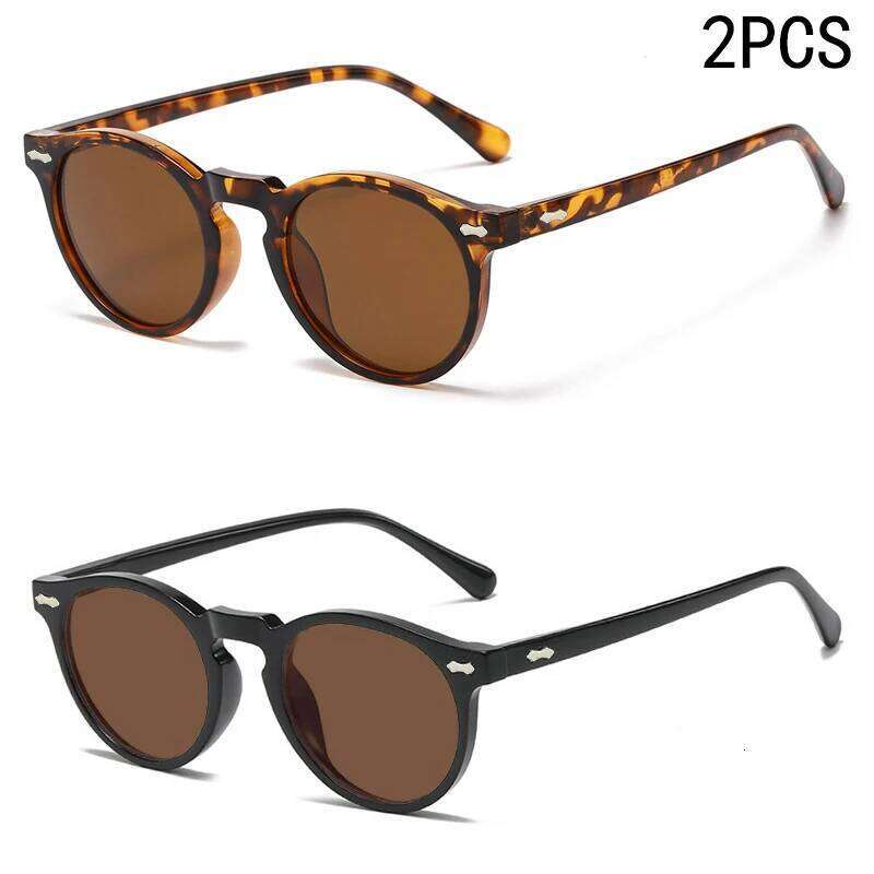 2PCS New Style Of Retro Glasses Round Fashion Mita Personalized Sunglasses JH3053 Y260207