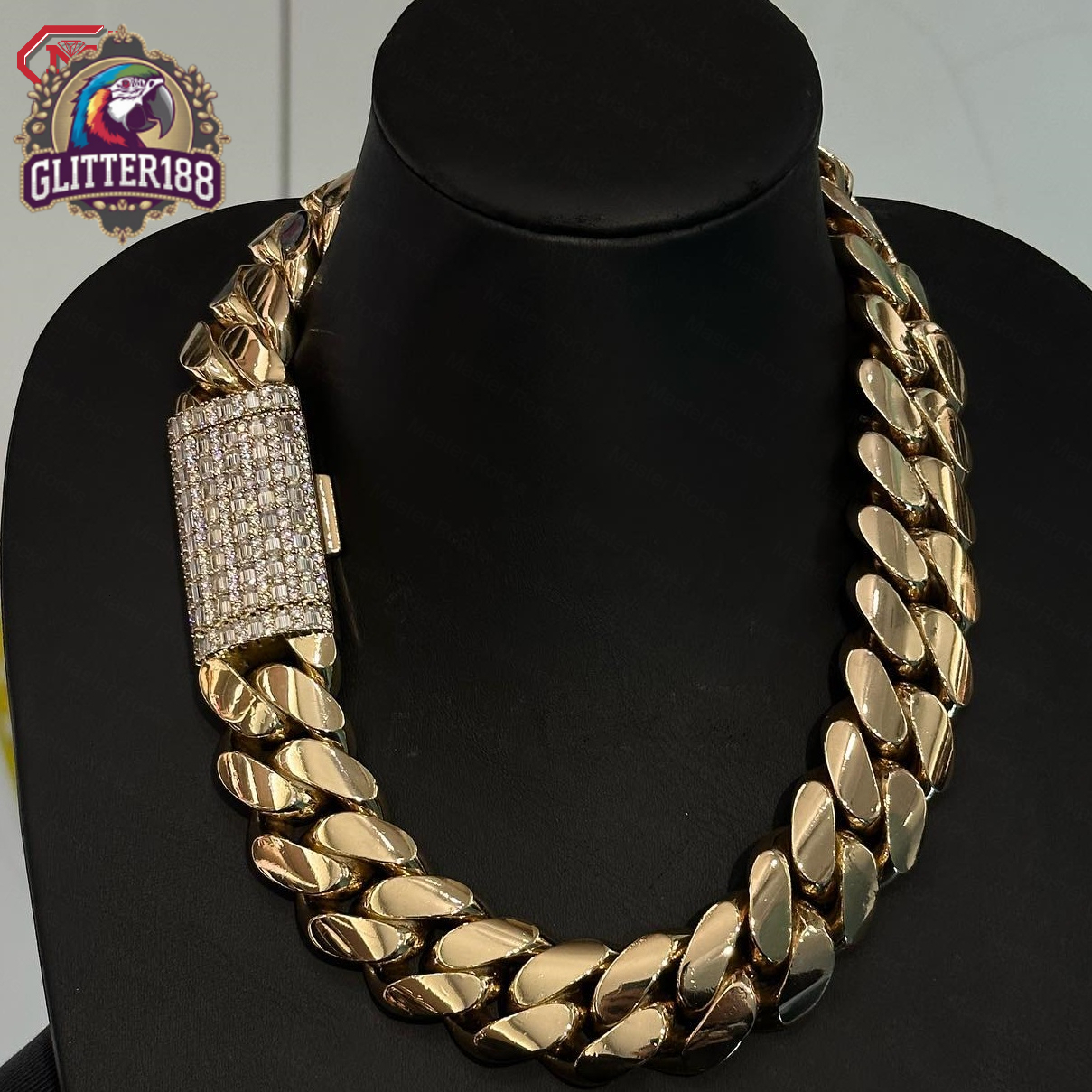 22MM Cuban Chain 925 Sterling Silver Plain Necklace Custom Moissanite Clasp Hiphop Cuban Link Chain