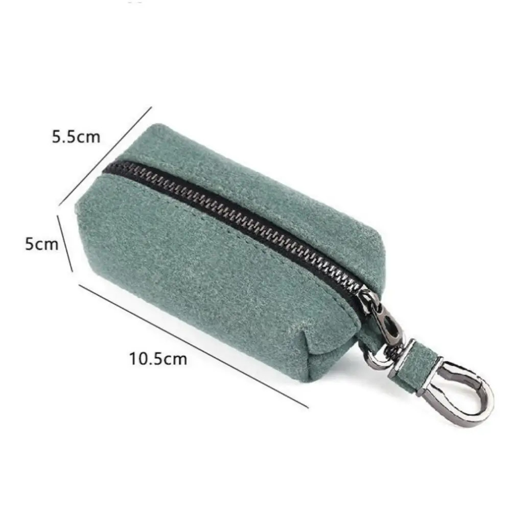 Portable Keychain Wallet for Men Women Large-Capacity Double Zipper Key Pouch Bag Suede Leather Key Case Unisex Coin Purse 260129