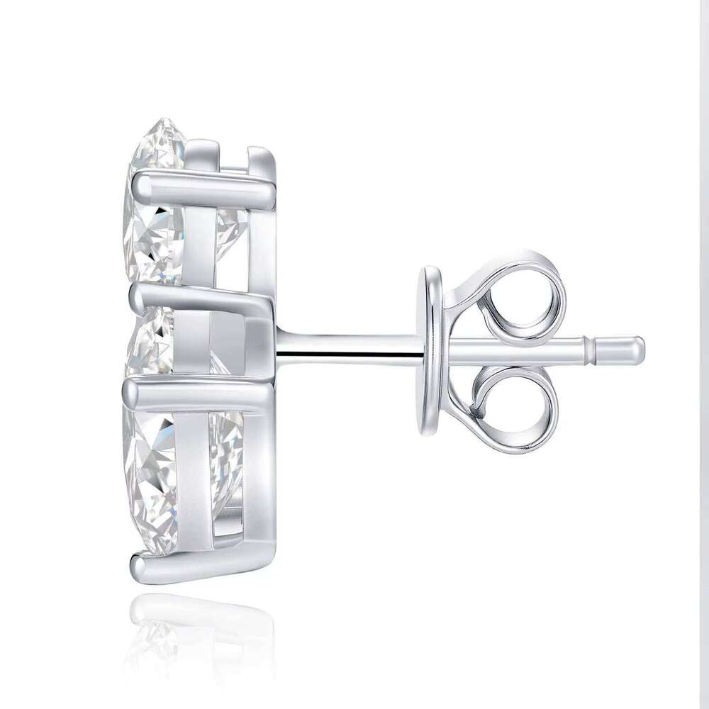 S925 Moissanite Irregular-Shaped Stud Multi-Layer Electroplated White Gold Fashionable Light Luxury High-End Earrings