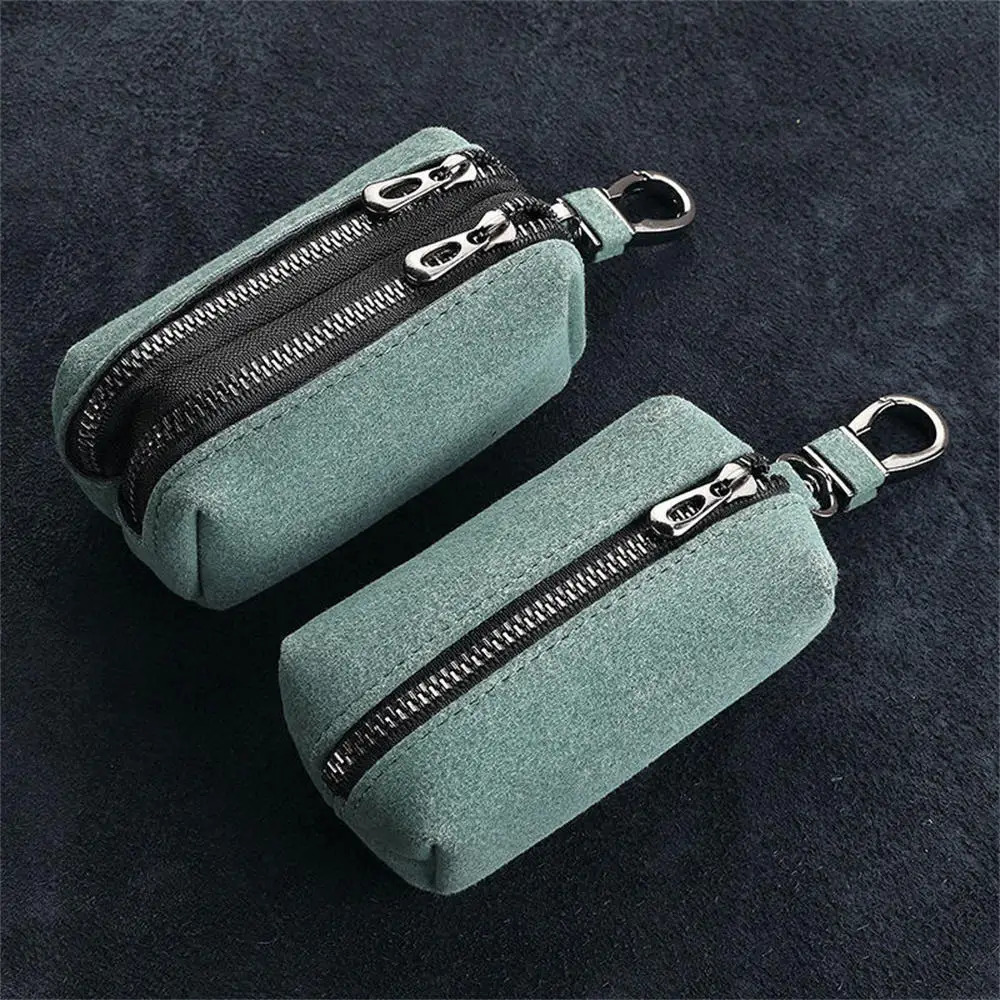 Portable Keychain Wallet for Men Women Large-Capacity Double Zipper Key Pouch Bag Suede Leather Key Case Unisex Coin Purse 260129