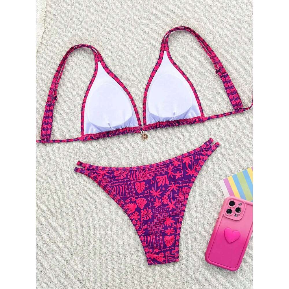 Summer purple red mature beautiful bikini set suitable for women to take photos by the sea C260207