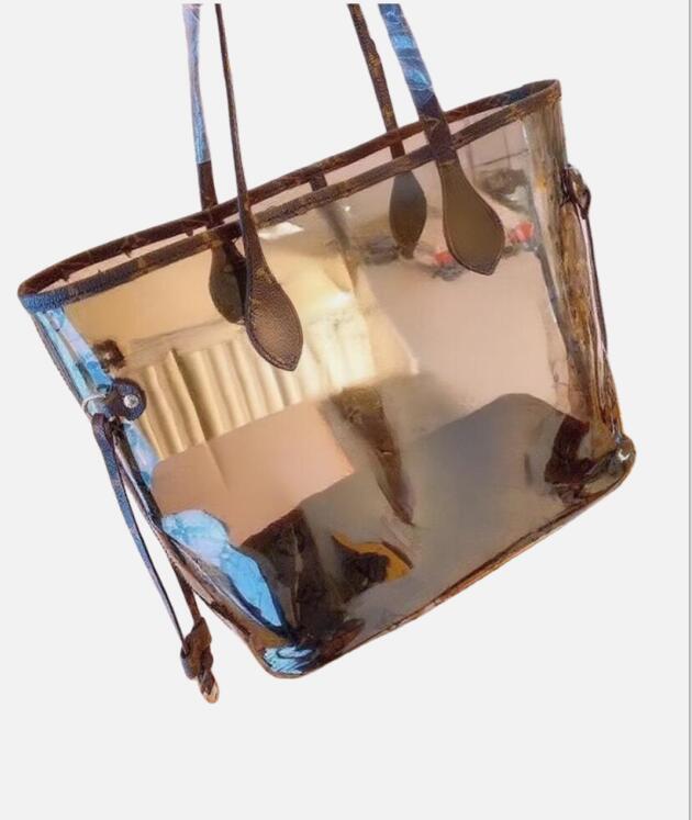 2piece sets jelly beach bag large capacity transparent shopping bags Fashion flower purses totes Luxury shoulder Bag handbag Designer Bag Ladies