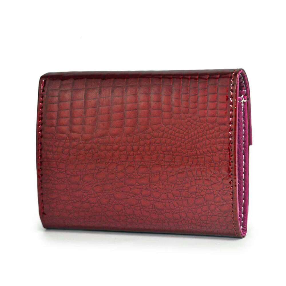Women's genuine leather wallet crocodile pattern, small tri-fold minimalist envelope style cowhide coin purse Y260206