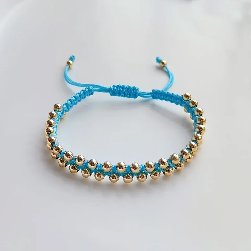 KKBEAD Handmade Braided Bracelet Jewelry for Women 4mm High Quality Gold Plated Beads Bracelets Bijoux Fashion Pulseras Femme 260202