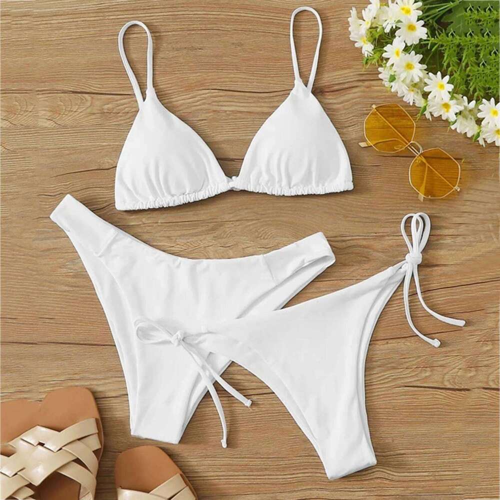 Women'S Feminine 3pack Plain Bikini Split Push Up Three-Piece Bikinis Swimsuit Beachwear Biquinis C260207