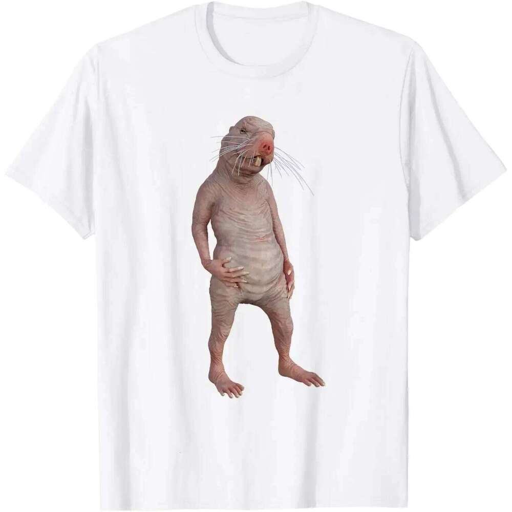 I Really Like Moles, Okay? Naked Mole Rat T-shirt Short Sleeve Crew Neck Shirt Funny Evil Clothing C260207
