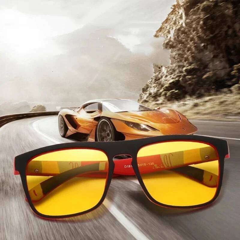 Fashion Men Vision Glasses Women Polarized Yellow Lens Anti-Glare Goggle Night Driving Sunglasses Eyewear UV400 Y260207