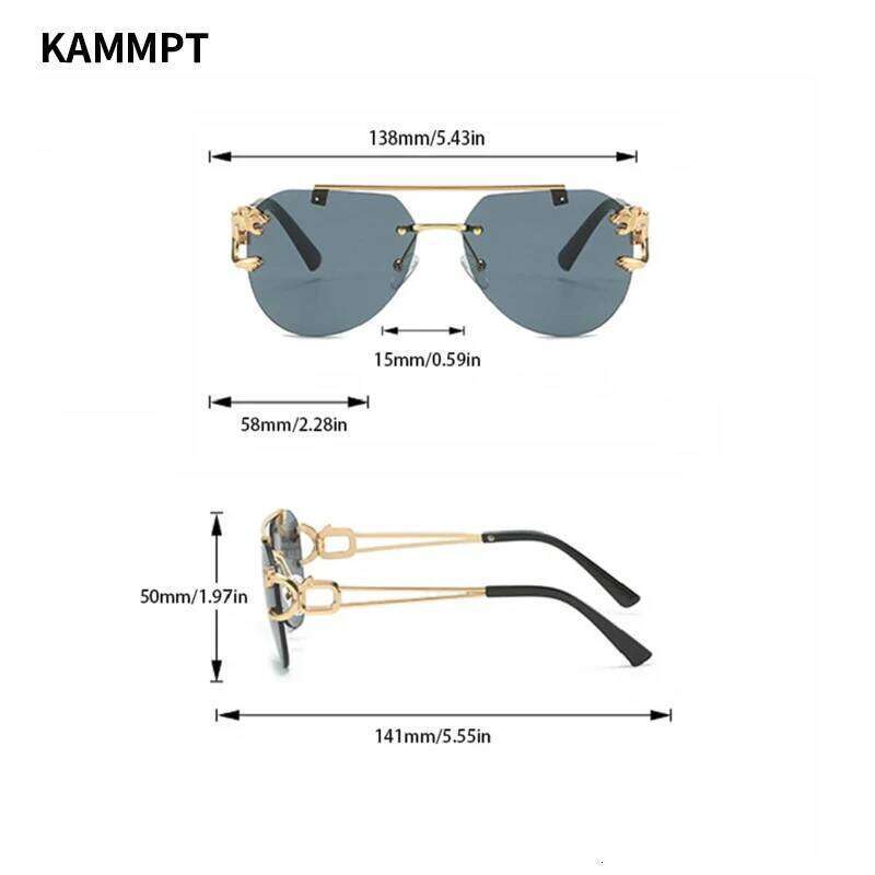 KAMMPT Vintage Rimless Sunglasses Men Women Trendy Pilot Gradient Shades Sun Glasses Fashion New Double Bridge UV400 Eyewear Y260207