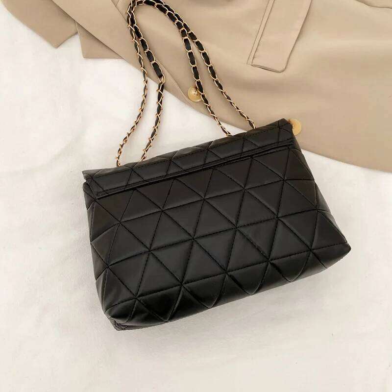 Embroidery Plaid Flap Shoulder Bag, Casual Chain Strap Crossbody Bags For Women Commuting & Daily Used C260207