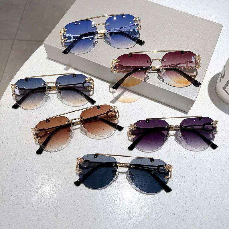 KAMMPT Vintage Rimless Sunglasses Men Women Trendy Pilot Gradient Shades Sun Glasses Fashion New Double Bridge UV400 Eyewear Y260207