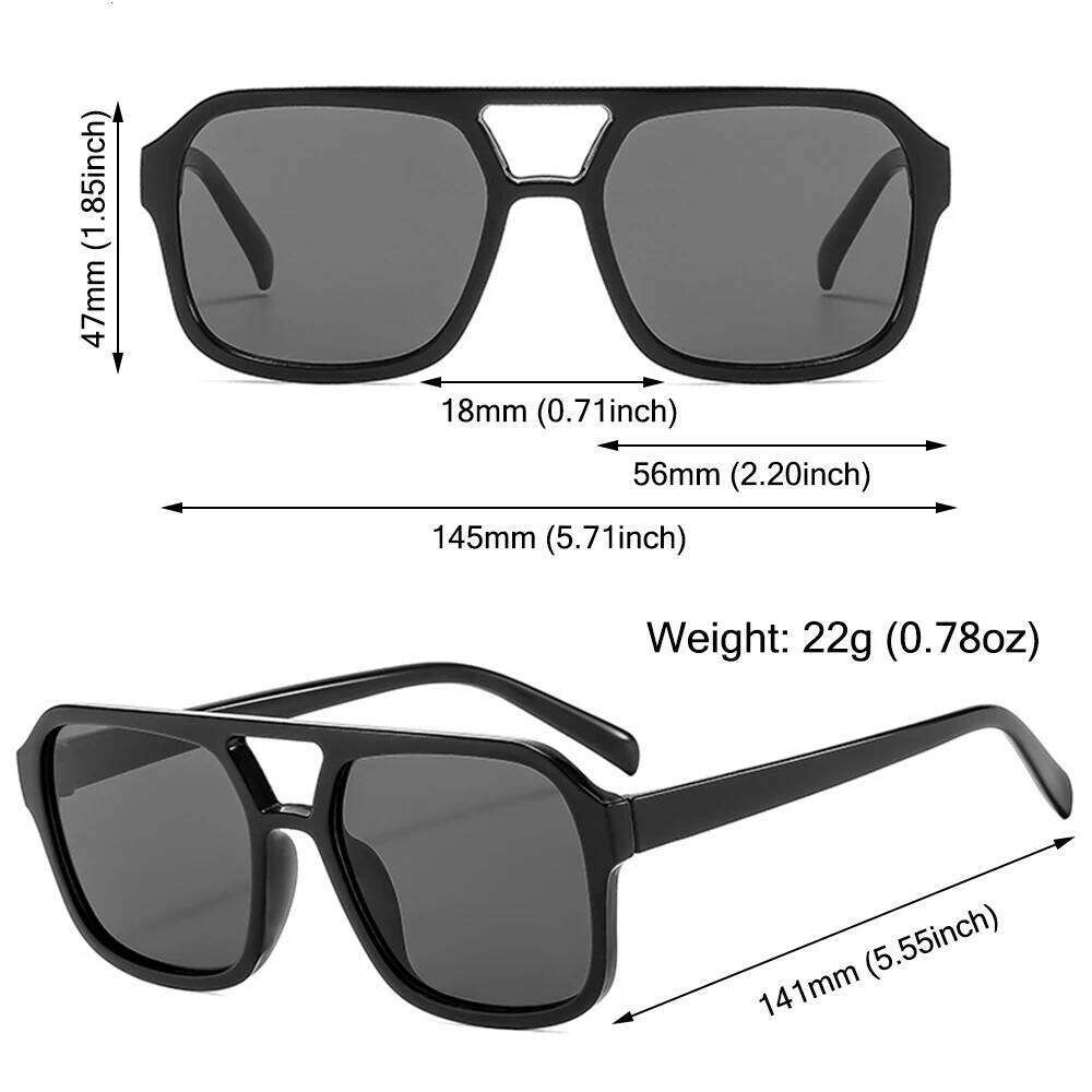 70 Big Frame Sun Glasses Ins Style Square Aviation Sunglasses for Women & Men UV400 Protection Black Shades Eyewear Y260207
