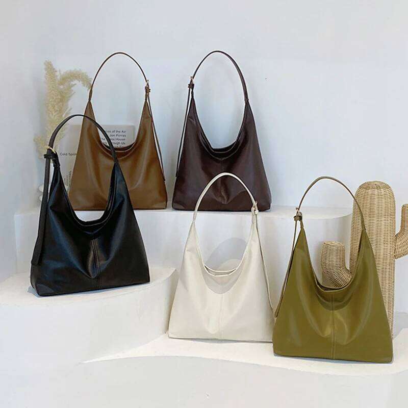 Fashion Korean Version Large Capacity Single Cross-body Women's Handbag Simple Casual Commuting PU Leather Shoulder Tote Bag C260207
