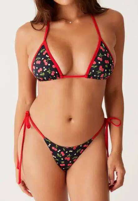 Women 2 Piece Bikini Sets Backless Halter Tops Bra and Bandage Thong for Beachwear Bathing Suit C260207