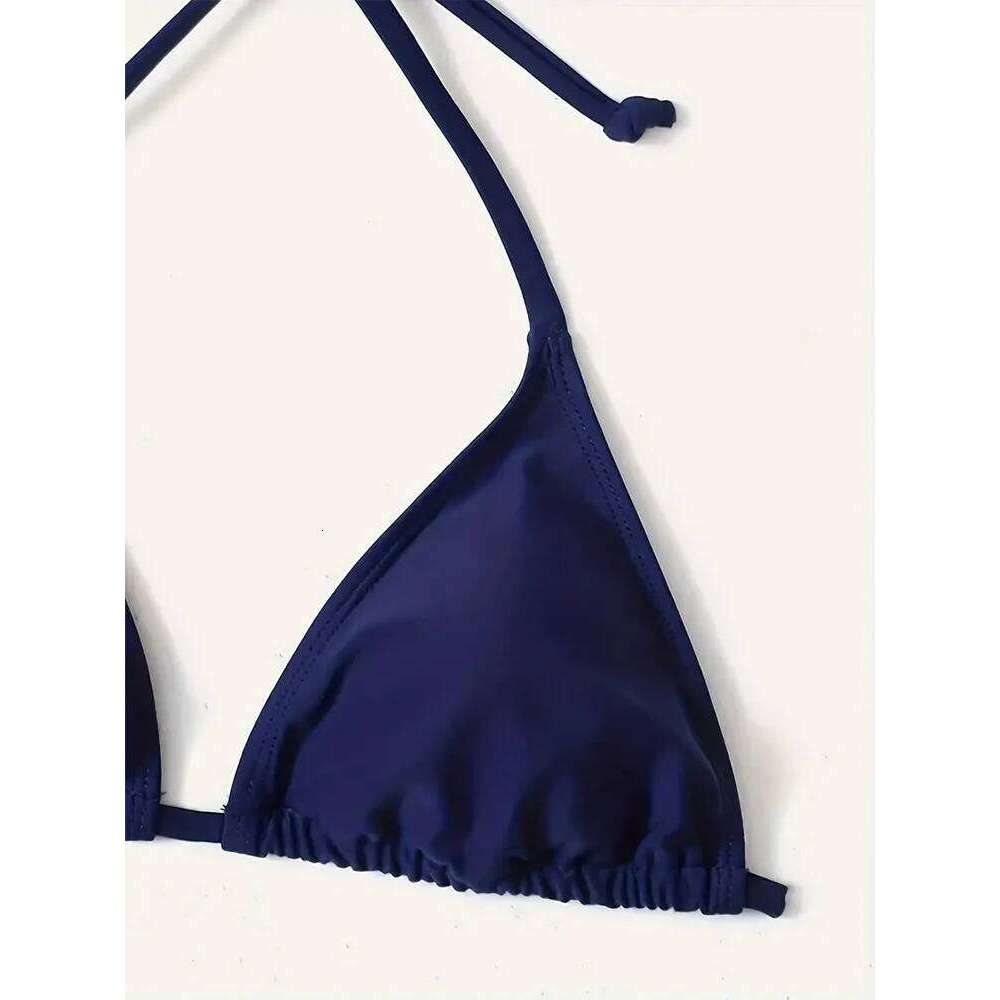 Swimwear Thong Bikini Set New Navy Blue Swimsuits Woman Sexy Bathing Suits Bikinis Triangle Bandage Female Beachwear C260207
