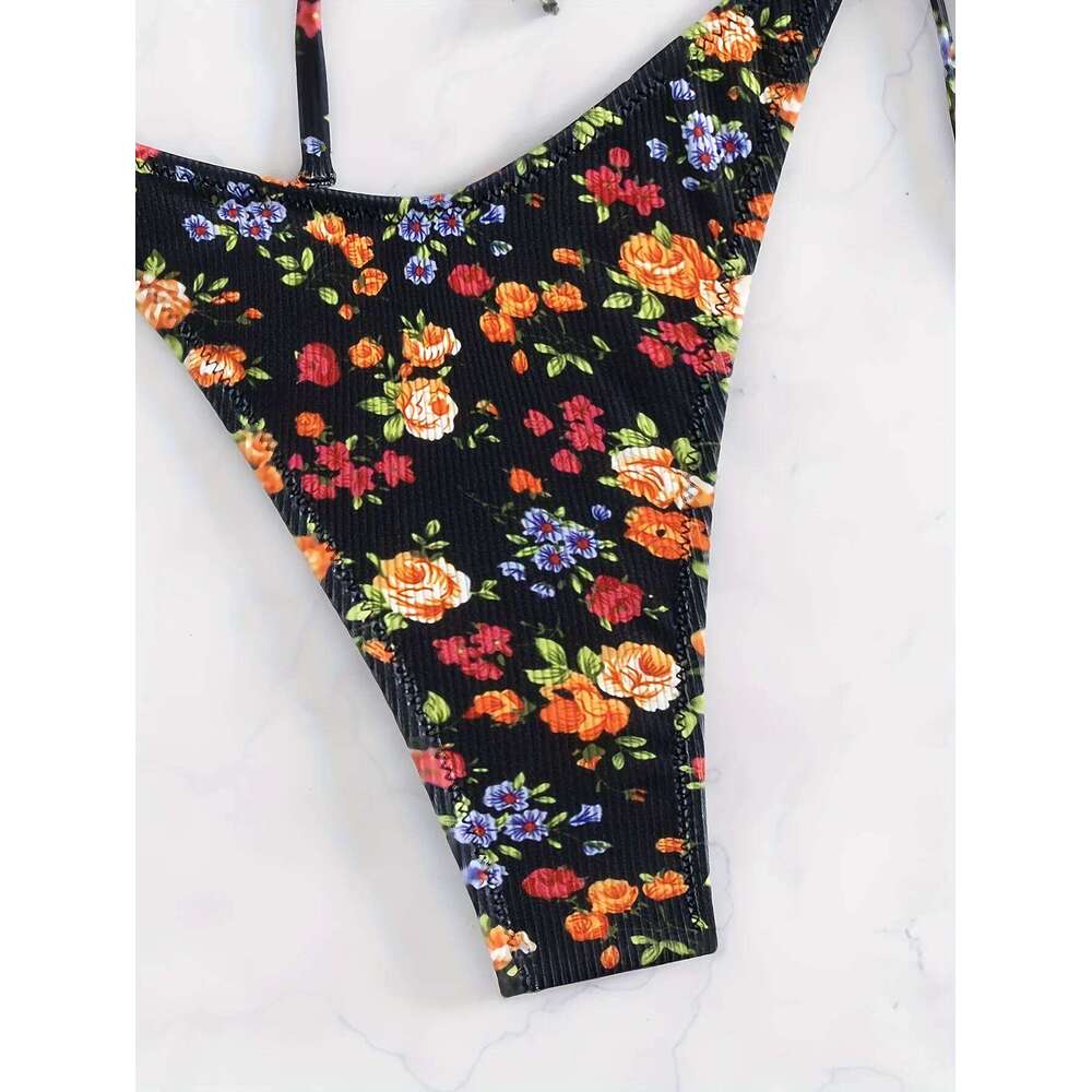 Sexy Floral Print Push Up Bikini Sets Women Swimwear Two Pieces Swimsuit Low Waist Bather Beach Bathing Suit Summer 2025 New C260207