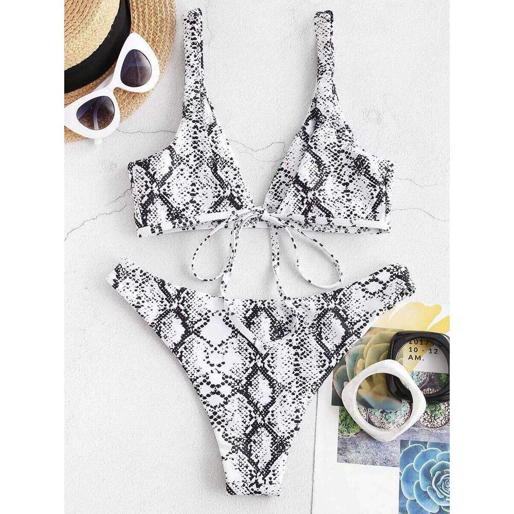 Sexy Leopard Bikini 2026 Women Swimsuit Female Swimwear Snake Print Thong Bikinis Sets Brazilian Swimming Triangle Bathing Suits C260207