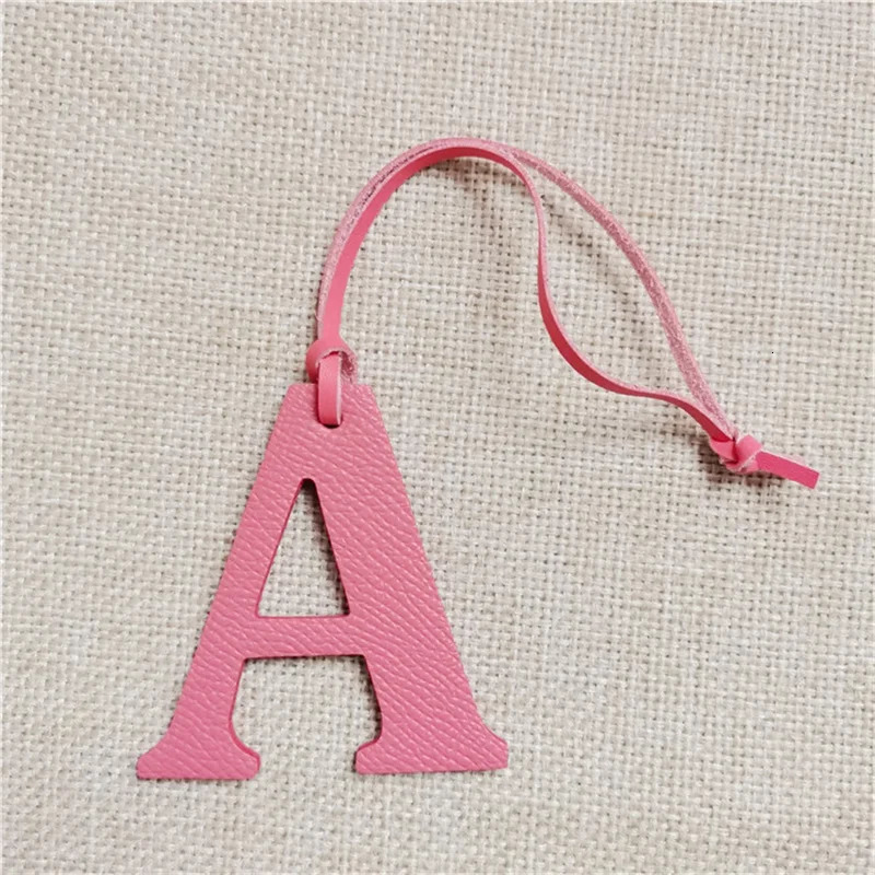 Wholesale Retail Genuine Natural Leather Initial Capital English Letter Keychain Backpack Pendant Ladies Women Bag Charm 260130