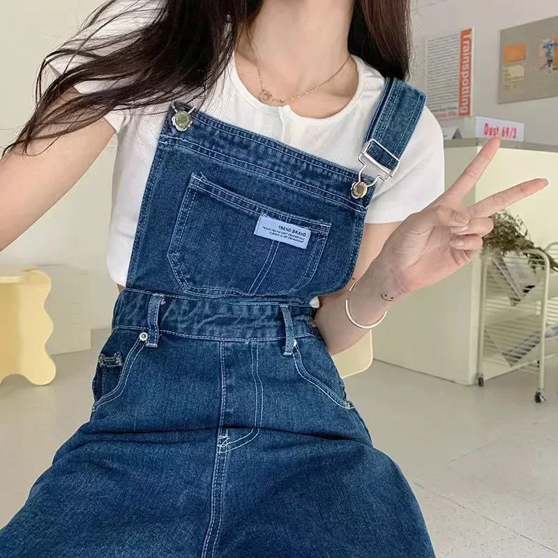 Blue Jumpsuits Jeans Women Straight Fashion Casual Wide Leg Pants Streetwear High Waist Vintage Female Harajuku Y2K Trousers 260126