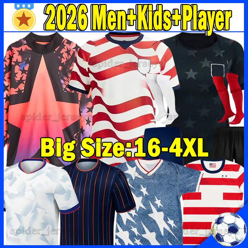 XXXL 4XL United States World Cup 2026 Soccer Jerseys USAS ARFSTEN BALOGUN PEPI WRIGHT ROLDAN TILLMAN America Men 26 27 AARONSON REYNA Retro Football Shirts kids kits