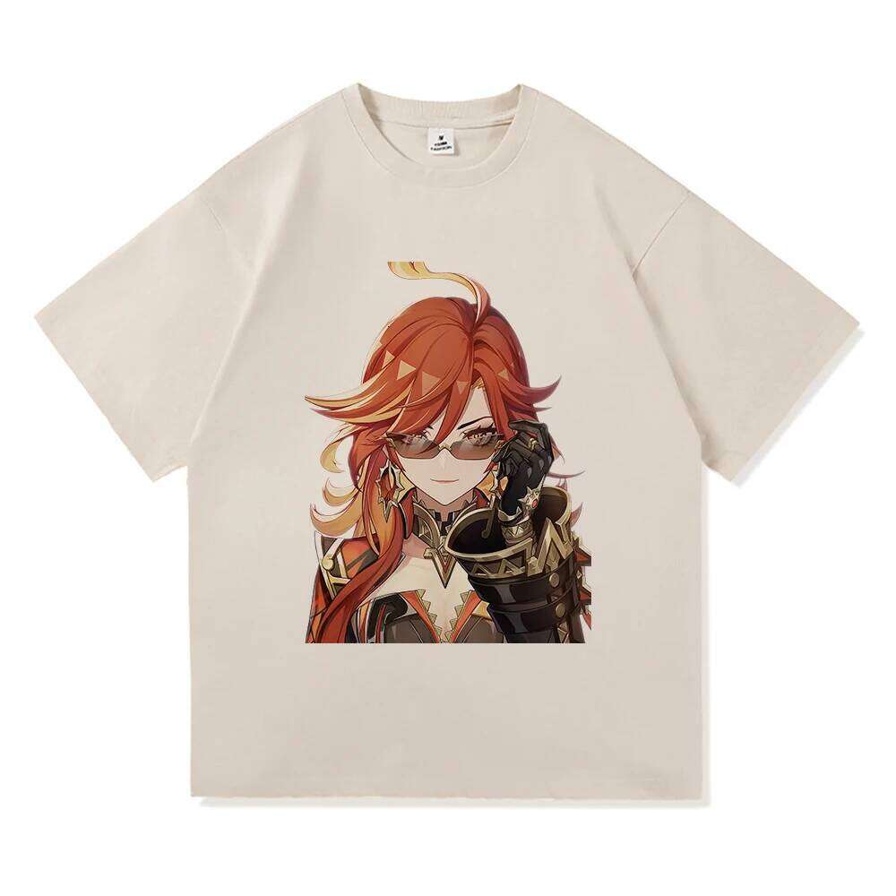 Genshin Impact Mavuika T Shirt Fashion Men Aesthetic Video Game T-Shirt Unisex High Quality Cartoon Vintage Cotton Tees Shirts C260207