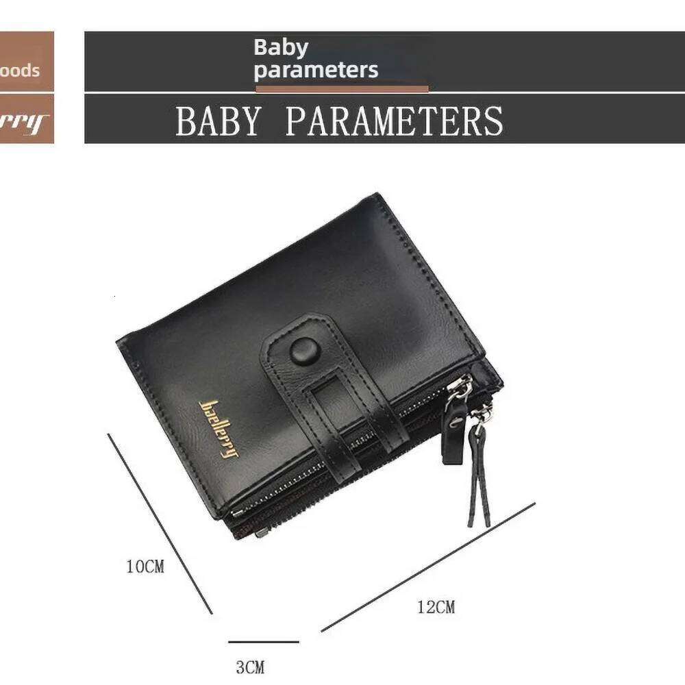 Baellerry Men's Short PU Wallet with Snap Button & Alloy Zippers Multi - Card Slots Compact Bifold Purse for Daily Use Y260206