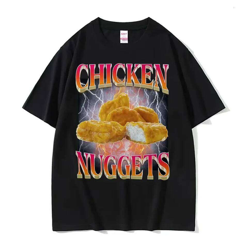 Funny Chicken Nuggets Vintage Style Meme T-shirt Women Hip Hop Gothic Shirt Comfort T-shirts Graphic T Shirts C260207