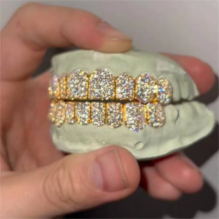 Pass Diamond Tester Different Shapes Custom Grillz 925 Sterling Silver Buss Down Moissanite Grillz