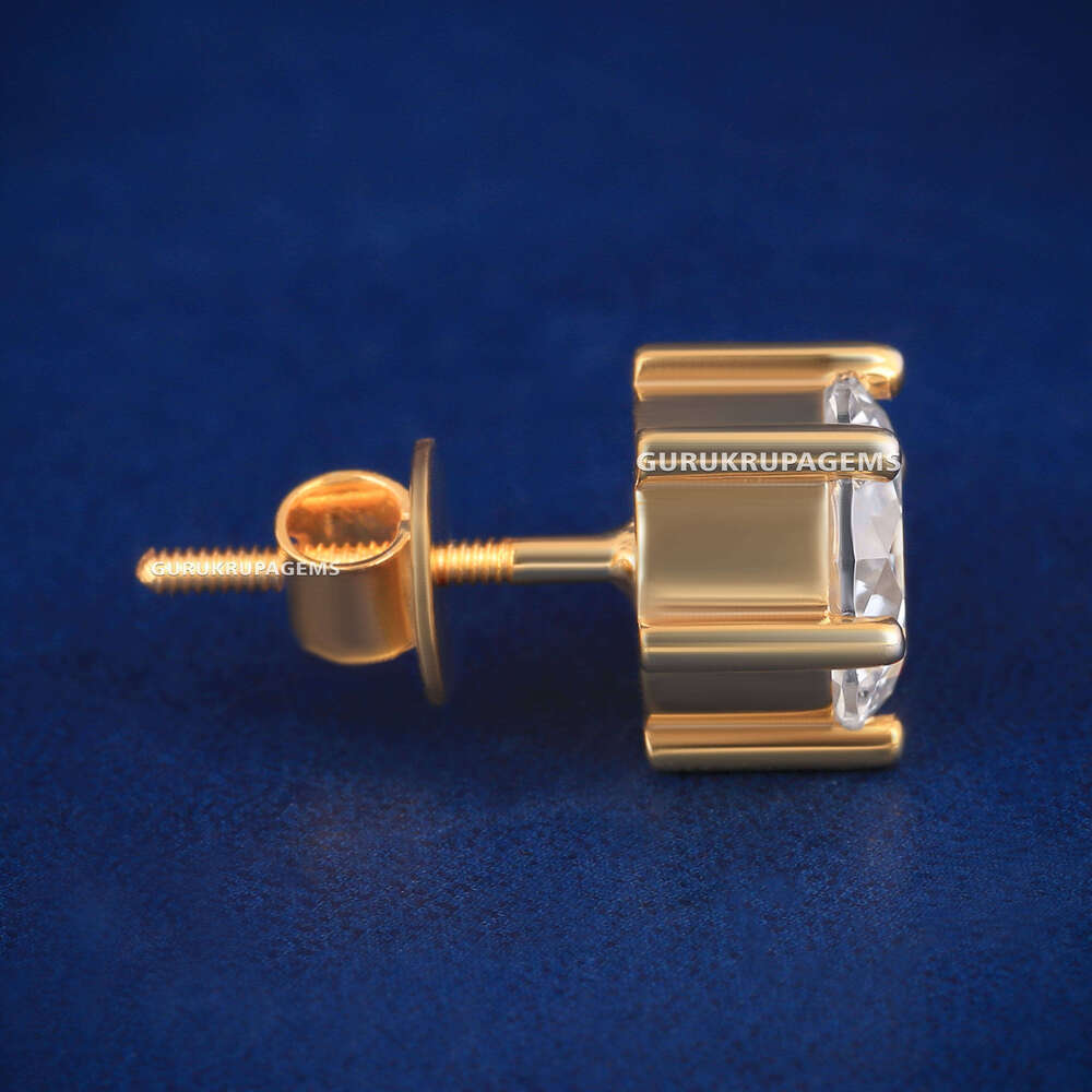 Pass Tester 925 Sterling Silver VVS Moissanite Diamond Round 6 Prong Screw Back Stud Earrings