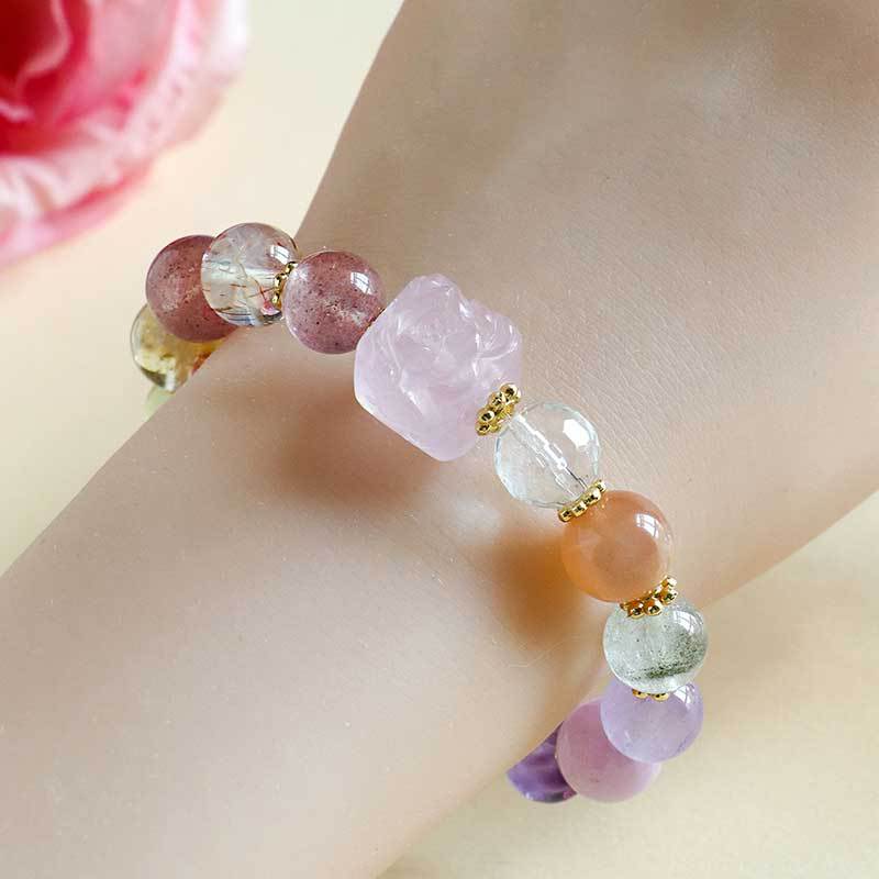 Fashionable Sugar Cube Multi Treasure Amethyst Bead Bracelet Women s Fashion High End Sense Navy Blue Treasure Bracelet Trendy And Versatile