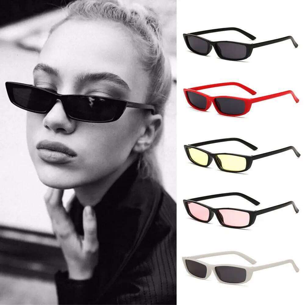 Women's Fashion UV400 Eyewear Narrow Frame Retro Sun Glasses Small Rectangle Sunglasses Y260207