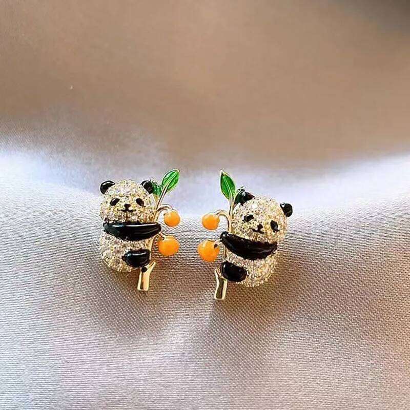 Panda New Chinese Style China Chic Bamboo Embracing Fashion Design Sense Advanced Versatile Earrings Yuansiqi